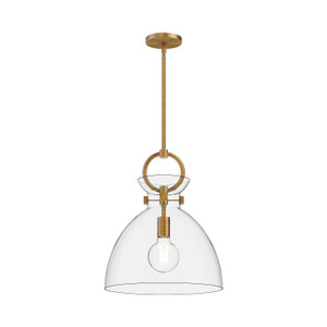 Waldo 14-in Aged Gold/Clear 1 Light Pendant