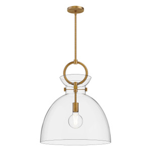 Waldo 18-in Aged Gold/Clear 1 Light Pendant