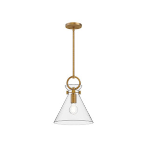 Emerson 11-in Aged Gold/Clear 1 Light Pendant