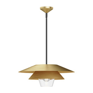 Tetsu 20-in Brushed Gold/Clear Glass 1 Light Pendant