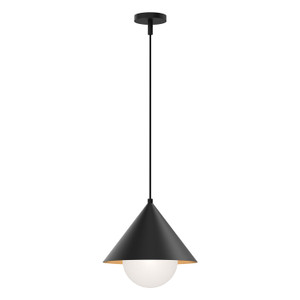 Remy 14-in Matte Black/Opal Glass 1 Light Pendant