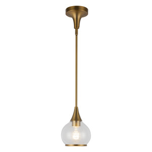 Hazel 6-in Aged Gold/Clear Glass 1 Light Pendant