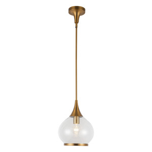 Hazel 10-in Aged Gold/Clear Glass 1 Light Pendant