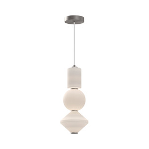 Bijou 8-in Brushed Nickel/Opal Matte Glass LED Pendant