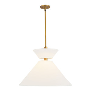 Chapelle 22-in Aged Gold/White Linen 1 Light Pendant