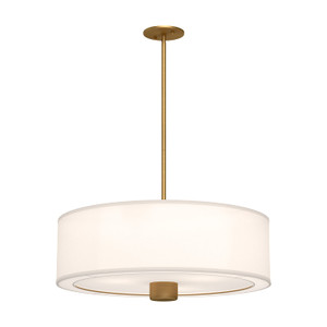 Theo 24-in Aged Gold/White Linen 3 Lights Pendant