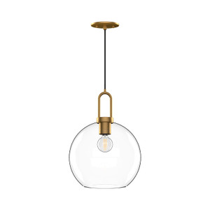 Soji 10-in Aged Gold/Clear Glass 1 Light Pendant