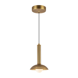 Arden 9-in Brushed Gold/Opal Glass LED Pendant