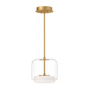 Enkel 10-in Clear/Brushed Gold LED Pendant