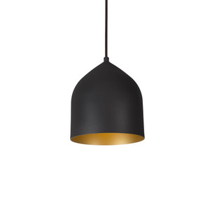 Helena 8-in Black/Gold LED Pendant