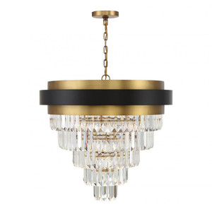 Savoy House Marquise 1-1668-9-143 30 Inch 9 Light Matte Black with Warm Brass Accents Chandelier Dry Rated