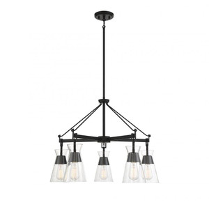 Savoy House Lakewood 1-1832-5-89 28 Inch 5 Light Matte Black Chandelier Dry Rated