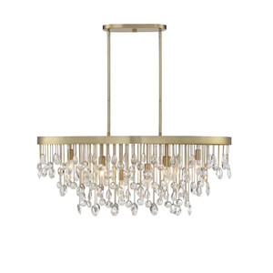 Savoy House Livorno 1-1847-8-127 15 Inch 8 Light Noble Brass Linear Chandelier Dry Rated