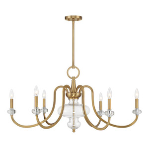 Savoy House Bergdorf 1-5802-6-322 39 Inch 6 Light Warm Brass Chandelier Dry Rated
