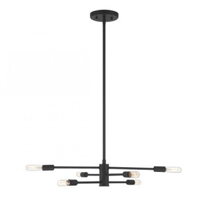 Savoy House Lyrique 1-7000-6-89 21 Inch 6 Light Matte Black Chandelier Dry Rated
