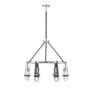 Savoy House Denali 1-7707-6-67 28 Inch 6-Light LED Matte Black with Polished Chrome Accents Chandelier Dry Rated