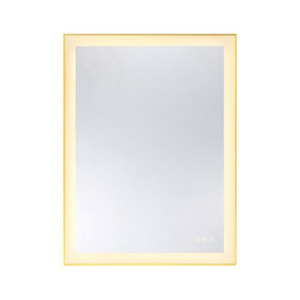 Savoy House Paulding LED Rectangle Frontlit Mirror with Gold Frame 2-1232-24X32 24 Inch LED Gold Mirror Damp Rated