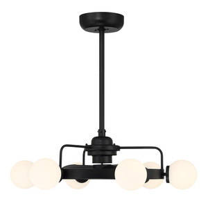 Savoy House Gibson 30-FD-345-89 30 Inch 6 Light Matte Black Fandelier Ceiling Fan Chandelier – Fan D'Lier Dry Rated