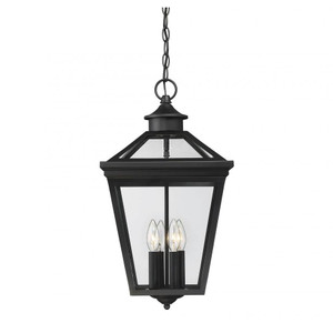 Savoy House Ellijay 5-145-BK 12 Inch 4 Light Black Outdoor Hanging Pendant Light Damp Rated