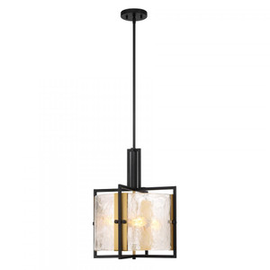 Savoy House Hayward 7-1699-3-143 16 Inch 3 Light Matte Black with Warm Brass Accents Pendant Dry Rated