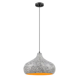 Savoy House Jade 7-3095-1-201 18 Inch 1 Light Black and White Shell Pendant Dry Rated