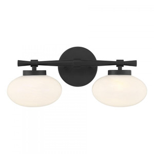 Savoy House Barrow 8-1050-2-BK 17 Inch 2 Light Matte Black Bathroom Vanity Light Damp Rated