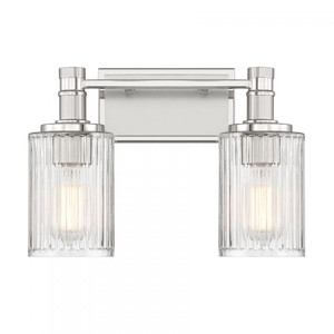 Savoy House Concord 8-1102-2-146 15 Inch 2 Light Silver and Polished Nickel Bathroom Vanity Light Damp Rated