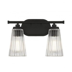 Savoy House Chantilly 8-1745-2-BK 14 Inch 2 Light Matte Black Bathroom Vanity Light Damp Rated