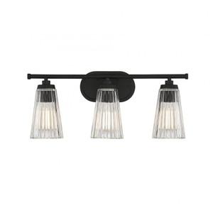 Savoy House Chantilly 8-1745-3-BK 22 Inch 3 Light Matte Black Bathroom Vanity Light Damp Rated