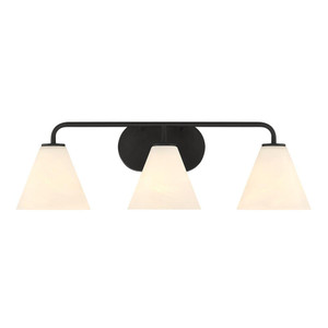 Savoy House Blair 8-2988-3-BK 25 Inch 3 Light Matte Black Bathroom Vanity Light Damp Rated