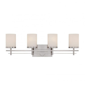 Savoy House Colton 8-338-4-SN 28 Inch 4 Light Satin Nickel Bathroom Vanity Light Damp Rated