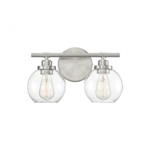 Savoy House Carson 8-4050-2-SN 14 Inch 2 Light Satin Nickel Bathroom Vanity Light Damp Rated