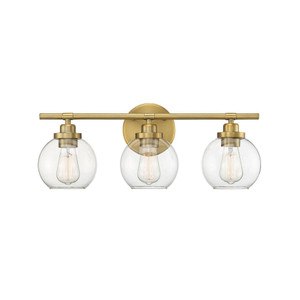 Savoy House Carson 8-4050-3-322 22 Inch 3 Light Warm Brass Bathroom Vanity Light Damp Rated