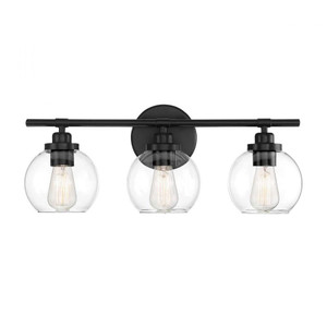 Savoy House Carson 8-4050-3-BK 22 Inch 3 Light Matte Black Bathroom Vanity Light Damp Rated