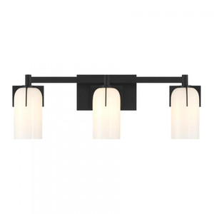 Savoy House Caldwell 8-4128-3-BK 24 Inch 3 Light Matte Black Bathroom Vanity Light Damp Rated