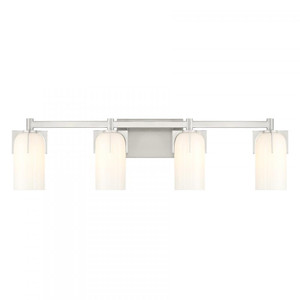Savoy House Caldwell 8-4128-4-SN 32 Inch 4 Light Satin Nickel Bathroom Vanity Light Damp Rated