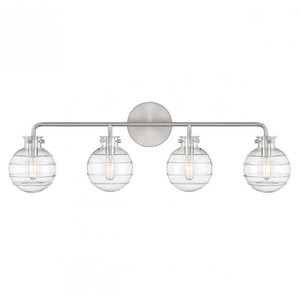 Savoy House Mason 8-4300-4-SN 30 Inch 4 Light Satin Nickel Bathroom Vanity Light Damp Rated