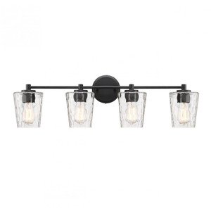 Savoy House Ballas 8-5606-4-BK 31 Inch 4 Light Matte Black Bathroom Vanity Light Damp Rated