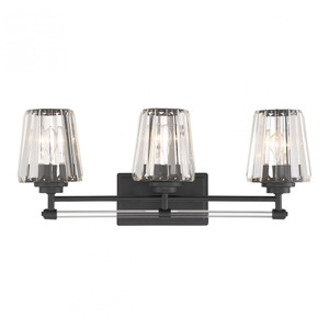 Savoy House Garnet 8-6001-3-BK 24 Inch 3 Light Matte Black Bathroom Vanity Light Damp Rated