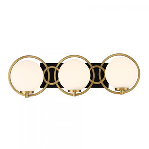 Savoy House Alhambra 8-6180-3-143 24 Inch 3 Light Matte Black with Warm Brass Bathroom Vanity Light Damp Rated