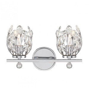 Savoy House Moreno 8-6601-2-11 15 Inch 2 Light Chrome Bathroom Vanity Light Damp Rated