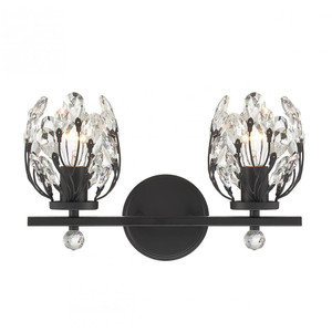 Savoy House Moreno 8-6601-2-BK 15 Inch 2 Light Matte Black Bathroom Vanity Light Damp Rated