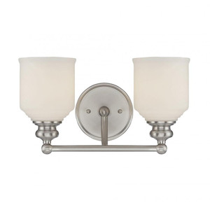 Savoy House Melrose 8-6836-2-SN 14 Inch 2 Light Satin Nickel Bathroom Vanity Light Damp Rated