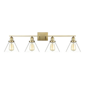 Savoy House Drake 8-9130-4-322 38 Inch 4 Light Warm Brass Bathroom Vanity Light Damp Rated