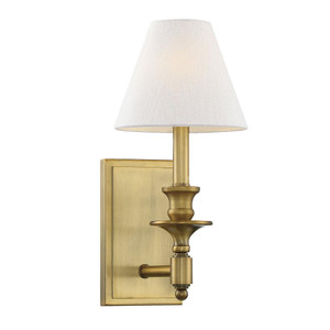 Savoy House Washburn 9-0700-1-322 6 Inch 1 Light Warm Brass Sconce Damp Rated