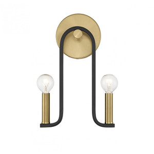 Savoy House Archway 9-5531-2-143 9 Inch 2 Light Matte Black with Warm Brass Sconce Damp Rated