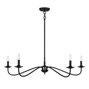 Meridian 5-Light Chandelier M10085MBK 42 Inch 5 Light Matte Black Chandelier Dry Rated