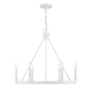 Meridian 6-Light Chandelier M10093BQW 26 Inch 6 Light Bisque White Chandelier Dry Rated