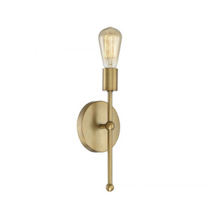 Meridian 1-Light Wall Sconce M90005-322 5 Inch 1 Light Natural Brass Sconce Damp Rated