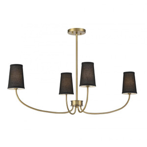 Meridian 4-Light Chandelier M100104NB 38 Inch 4 Light Natural Brass Chandelier Dry Rated